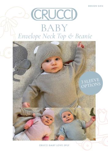 Pattern | Crucci 3ply | Baby Envelope Neck Top + Beanie | 2416