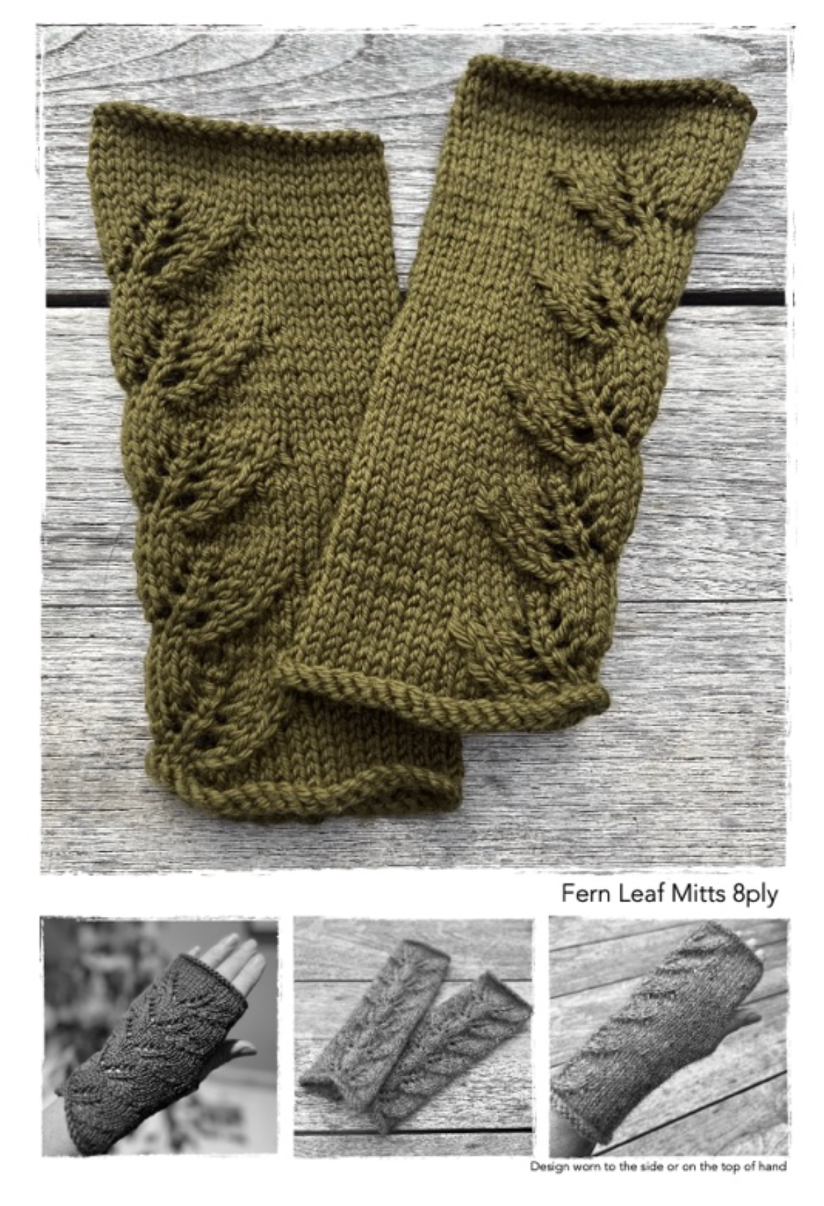 Pattern | The Kiwi Knit & Stitch Co | Fern Leaf Mitts | 8ply