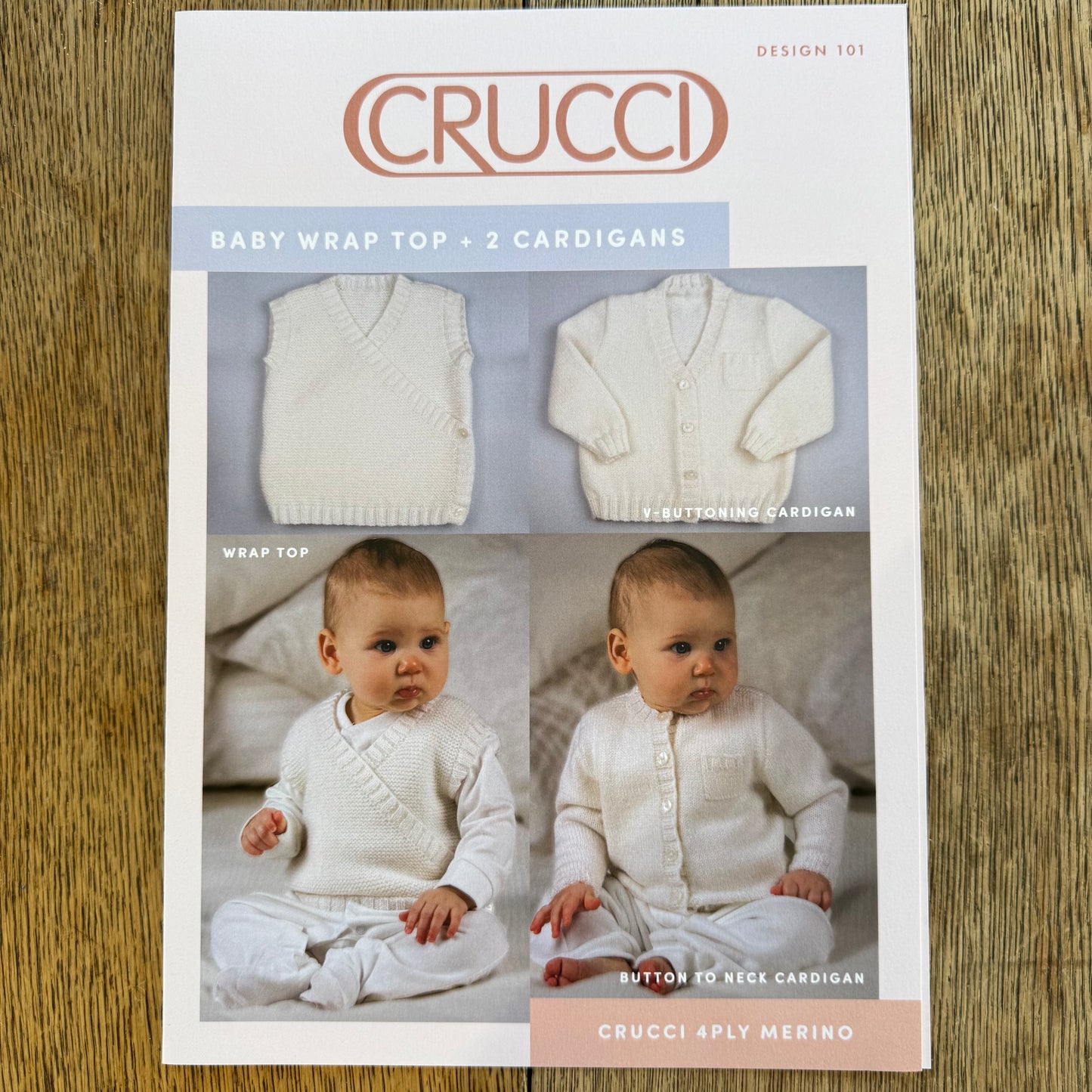 Pattern | Crucci 4ply | Baby Wrap Top + 2 Cardigans | 101