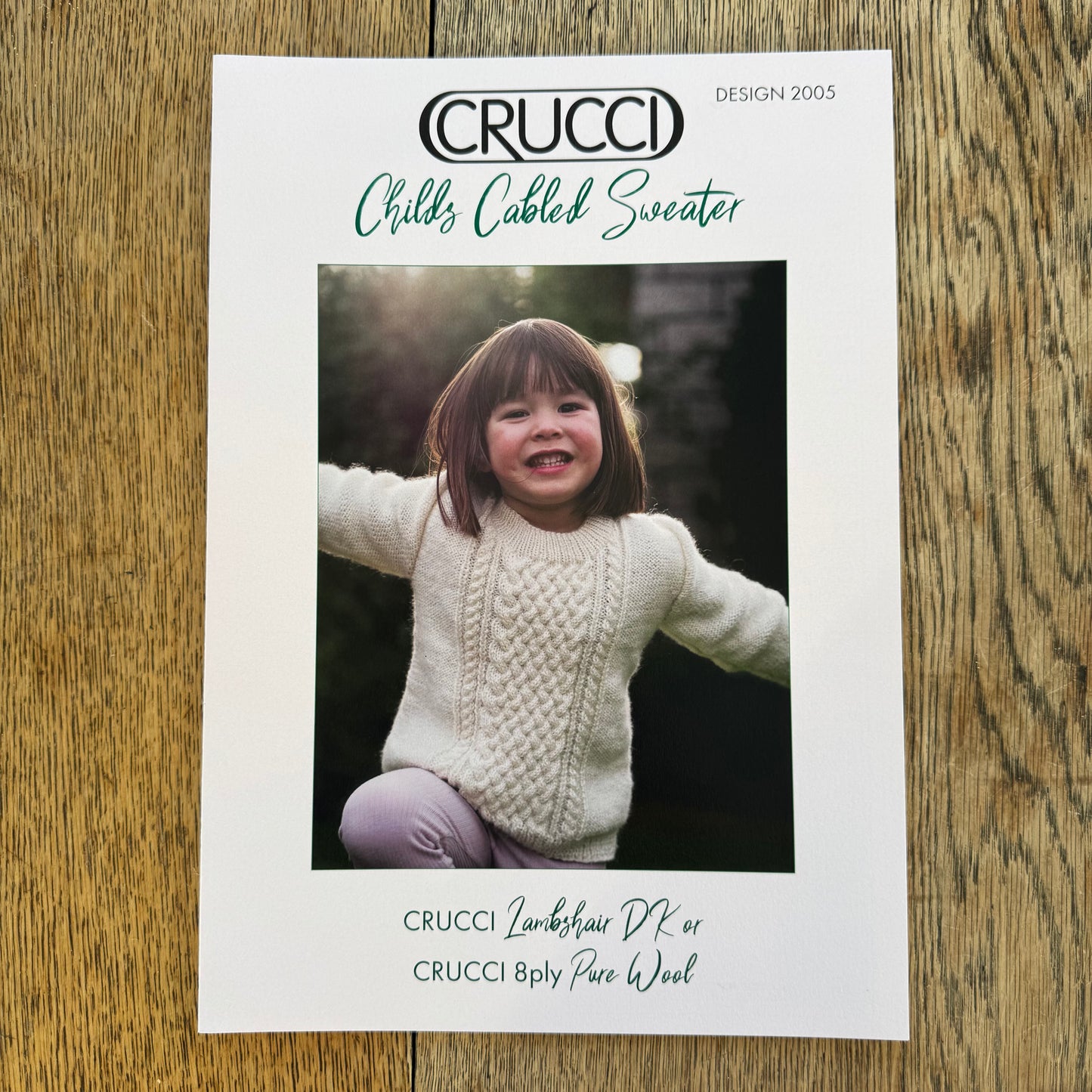 Pattern | Crucci 8ply Pure Wool (or merino) | Childs Cabled Sweater | 2005