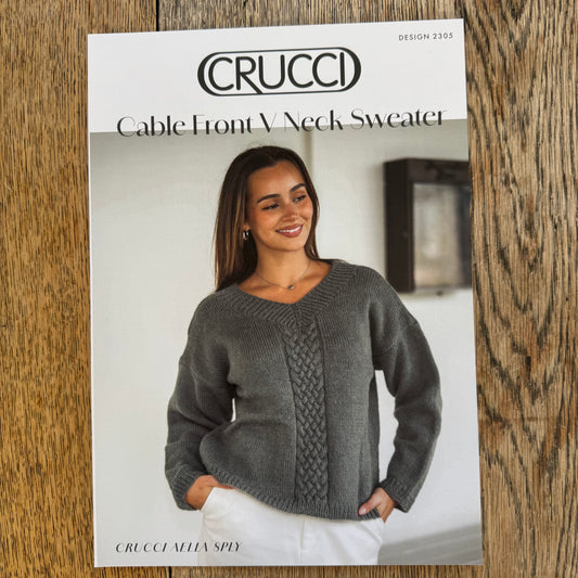 Pattern | Crucci Aella 8ply | Cable Front V-Neck Sweater | 2305