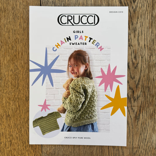Pattern | Crucci 8ply Pure Wool (or merino) | Girls Chain Pattern Sweater | 2315