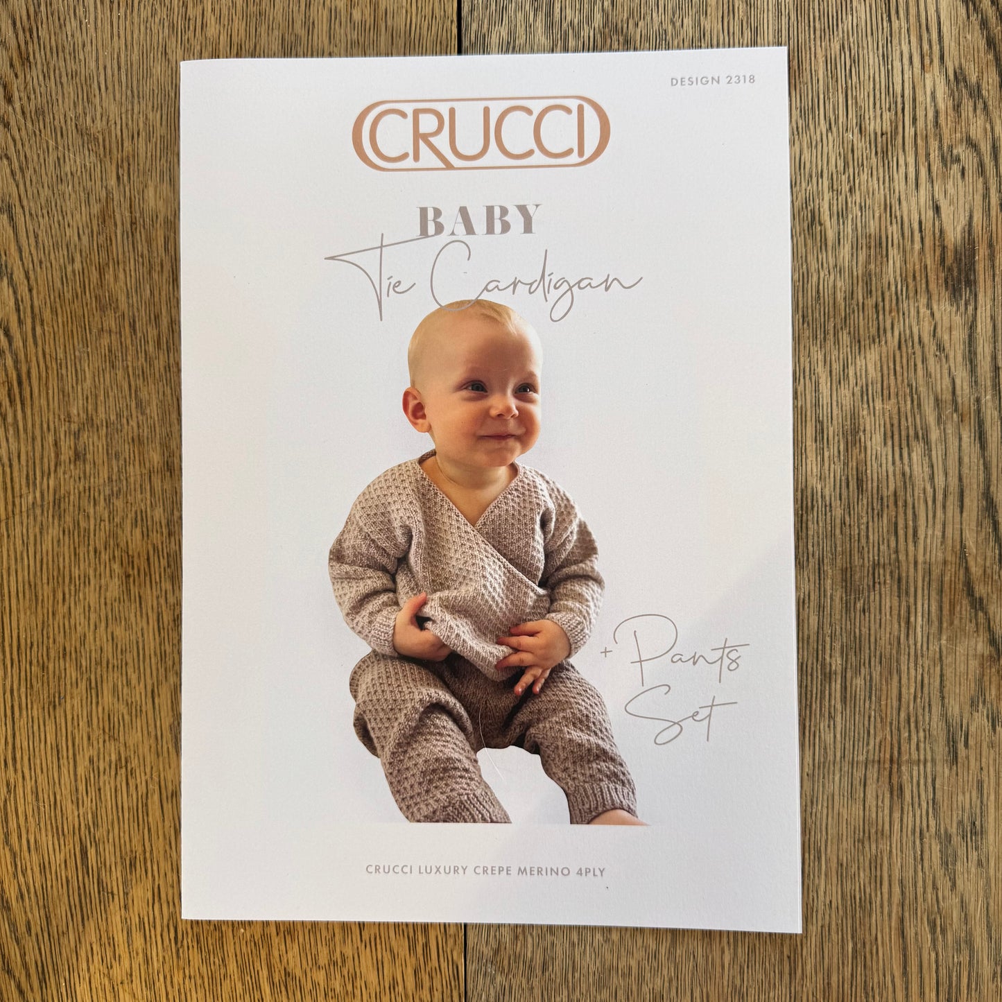 Pattern | Crucci 4ply | Baby Tie Cardigan + Pants Set | 2318