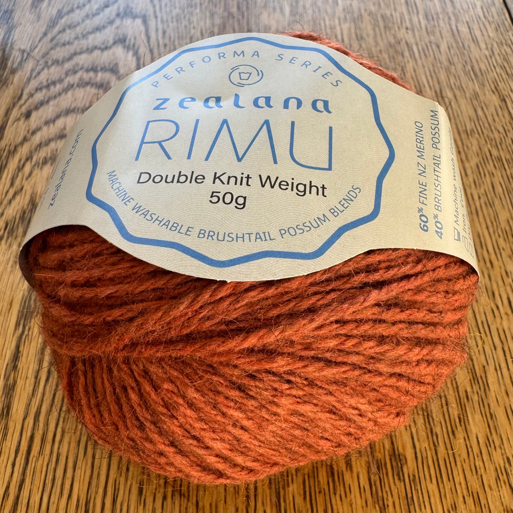 Zealana RIMU yarn DK possum/merino blend riverbank orange