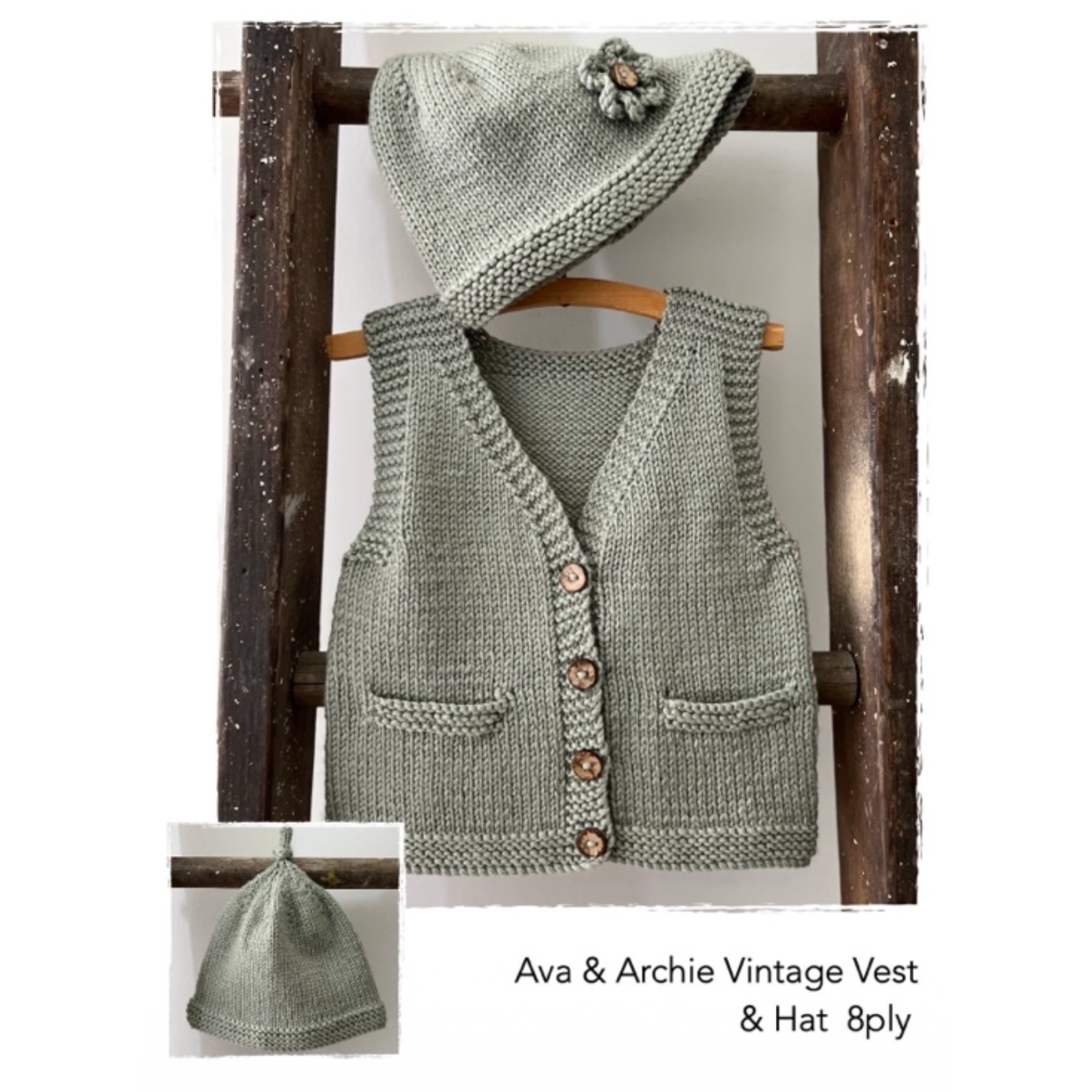 Pattern | The Kiwi Knit & Stitch Co | Ava + Archie Vintage Vest + Hat | 8ply